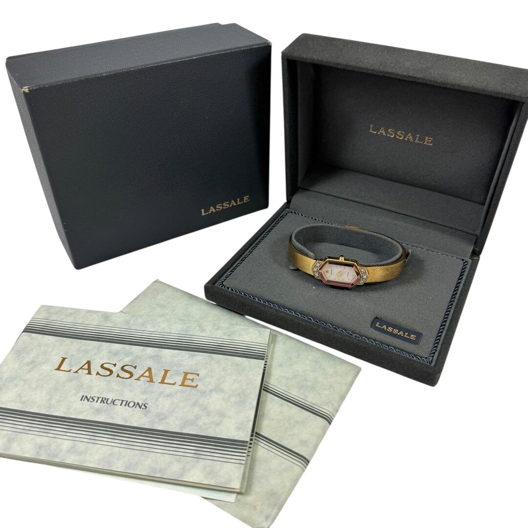Lassale Womens Quartz Watch 2E20 681H Gold Tone Diamond Thin 