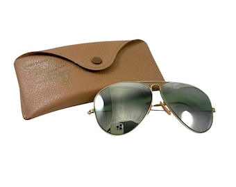 Ray Ban Aviator Sunglasses Mirrored 12K GF Wire Frames & Case Vintage 1950s