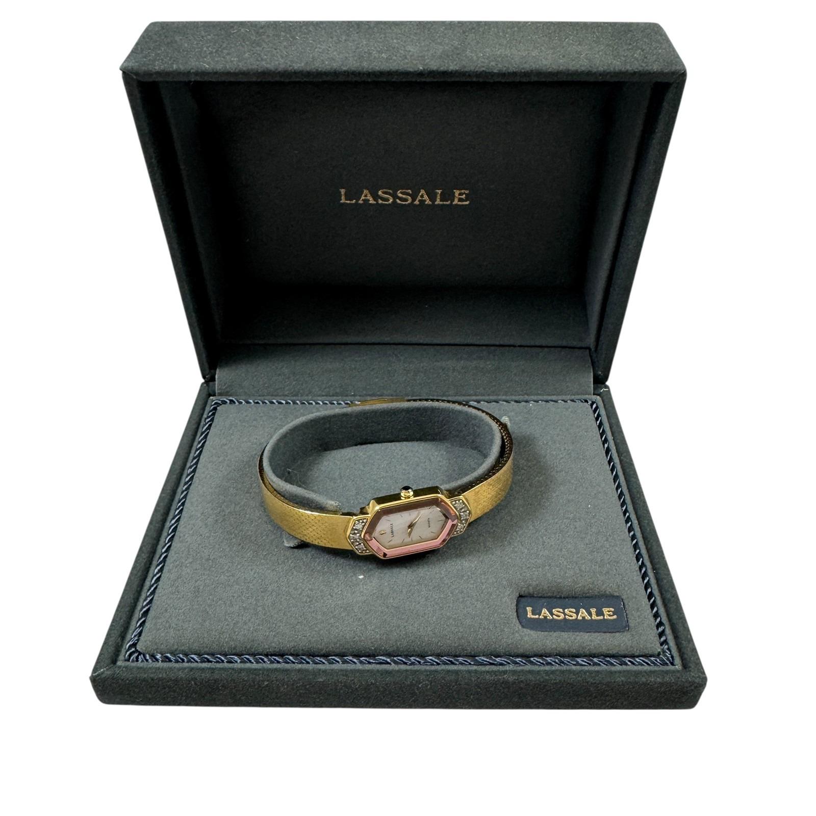 Vintage Lassale 2E20 681H Gold Tone Diamond Womens Quartz Watch New Battery Thin Lassale Womens Quartz Watch 2E20 681H Gold Tone Diamond Thin  main image 4