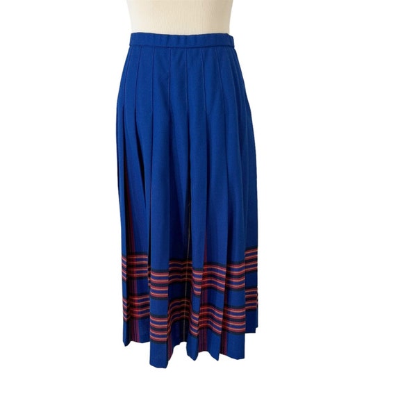 Pendleton Virgin Wool Skirt Drop Pleated Blue Tar… - image 5