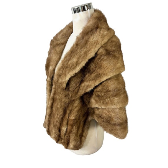 Mink Stole Vintage 1940s Light Brown Blonde Fur O… - image 3