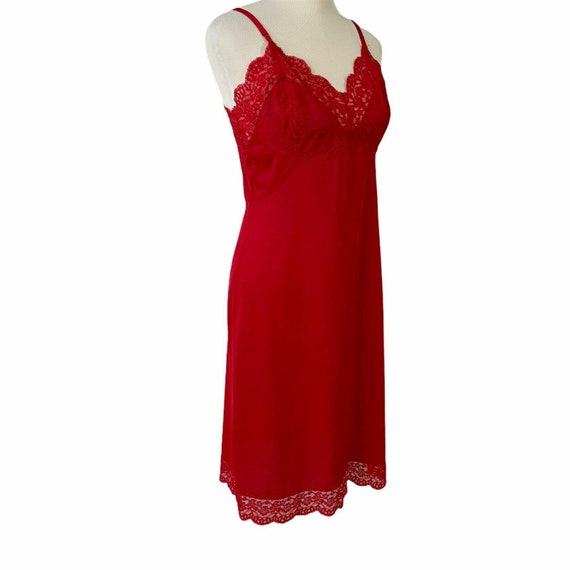 Hollywood Vassarette Red Full Slip Size 36 Vintage 19… - Gem