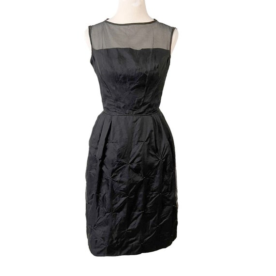 Vintage 1950s Party Dress Black Illusion Bodice T… - image 5