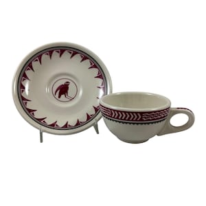 Ancient Mimbreno Indian Cup & Saucer Santa Fe Railroad Replica Homer Laughlin