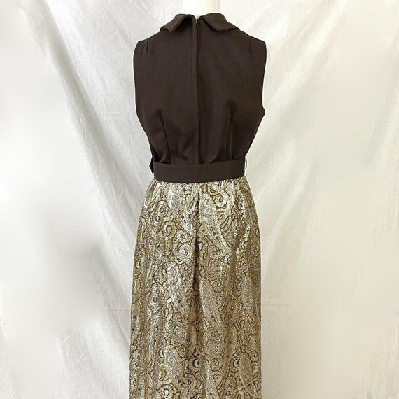 Metallic Glitter Gold Paisley Lurex Maxi Dress Vi… - image 7