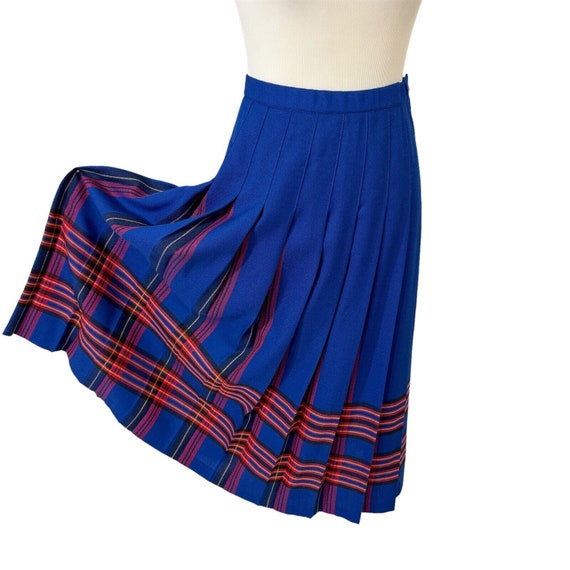 Pendleton Virgin Wool Skirt Drop Pleated Blue Tar… - image 3