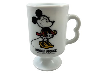 Minnie Mouse White Milk Glass Pedestal Mug Walt Disney Productions Vintage 1970s