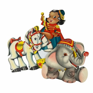 Treasure Masters Kiddie Toy Circus 3 Cartes Vtg 1948 Jumbo Silver King Betty Jean