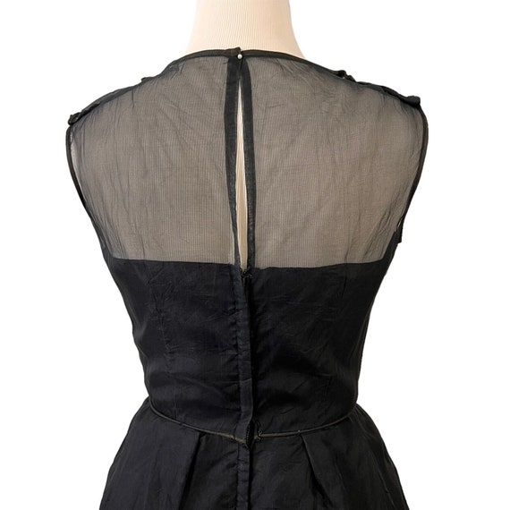 Vintage 1950s Party Dress Black Illusion Bodice T… - image 9