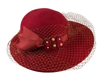 Fabini New York Hat Doeskin Wool Felt Bollman Netting Bowler Vintage 1960s