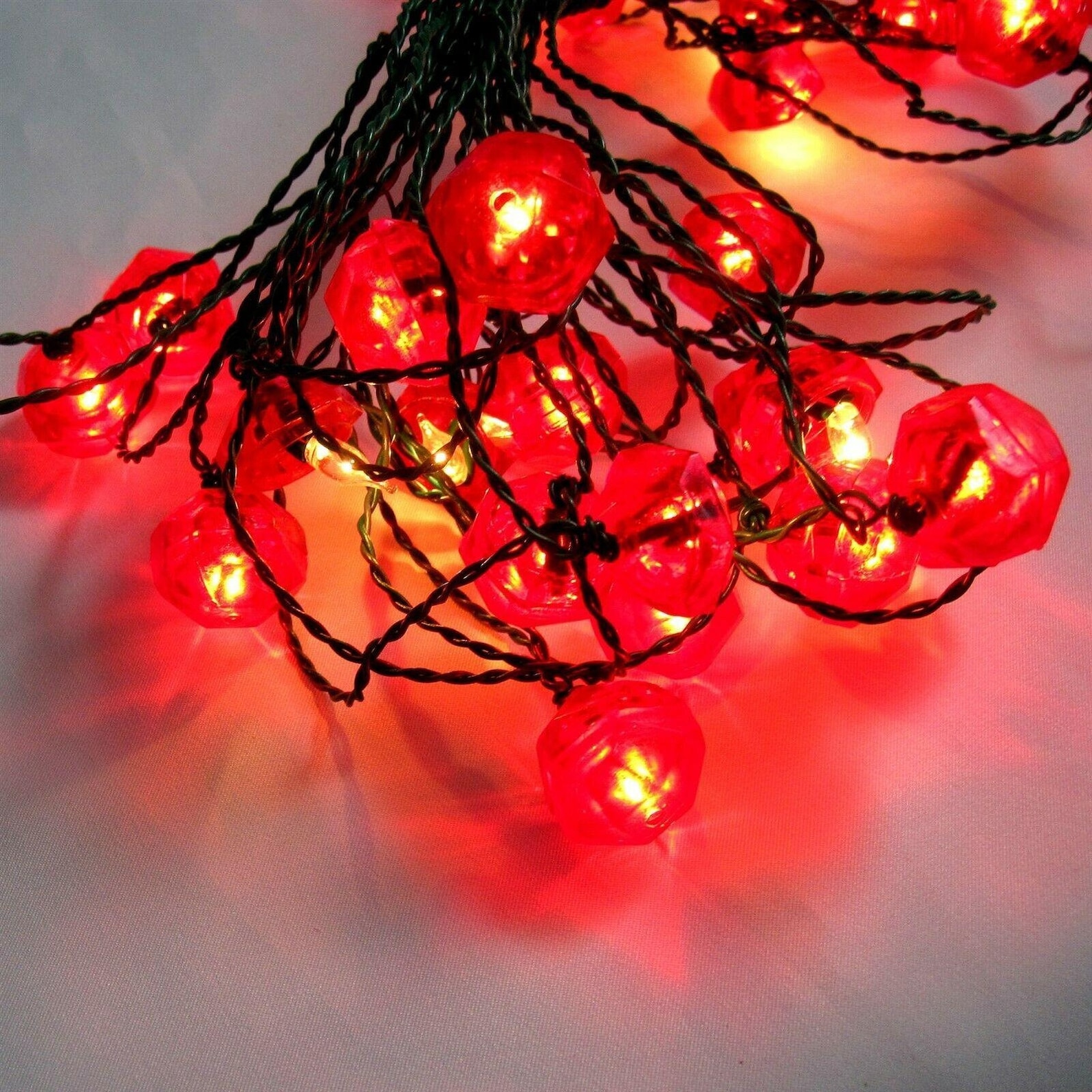 Made in Italy Christmas Lights String Vintage Red Faceted Etsy