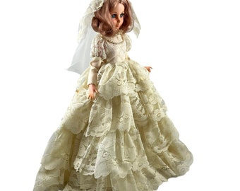Eegee Vinyl Bride Doll Vintage 1963 Blonde Curls Lace Pearls 15 Inch Sleep Eyes
