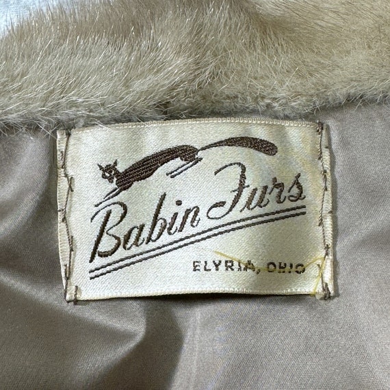 Mink Stole Light Taupe Fur One Size Collar Pocket… - image 9