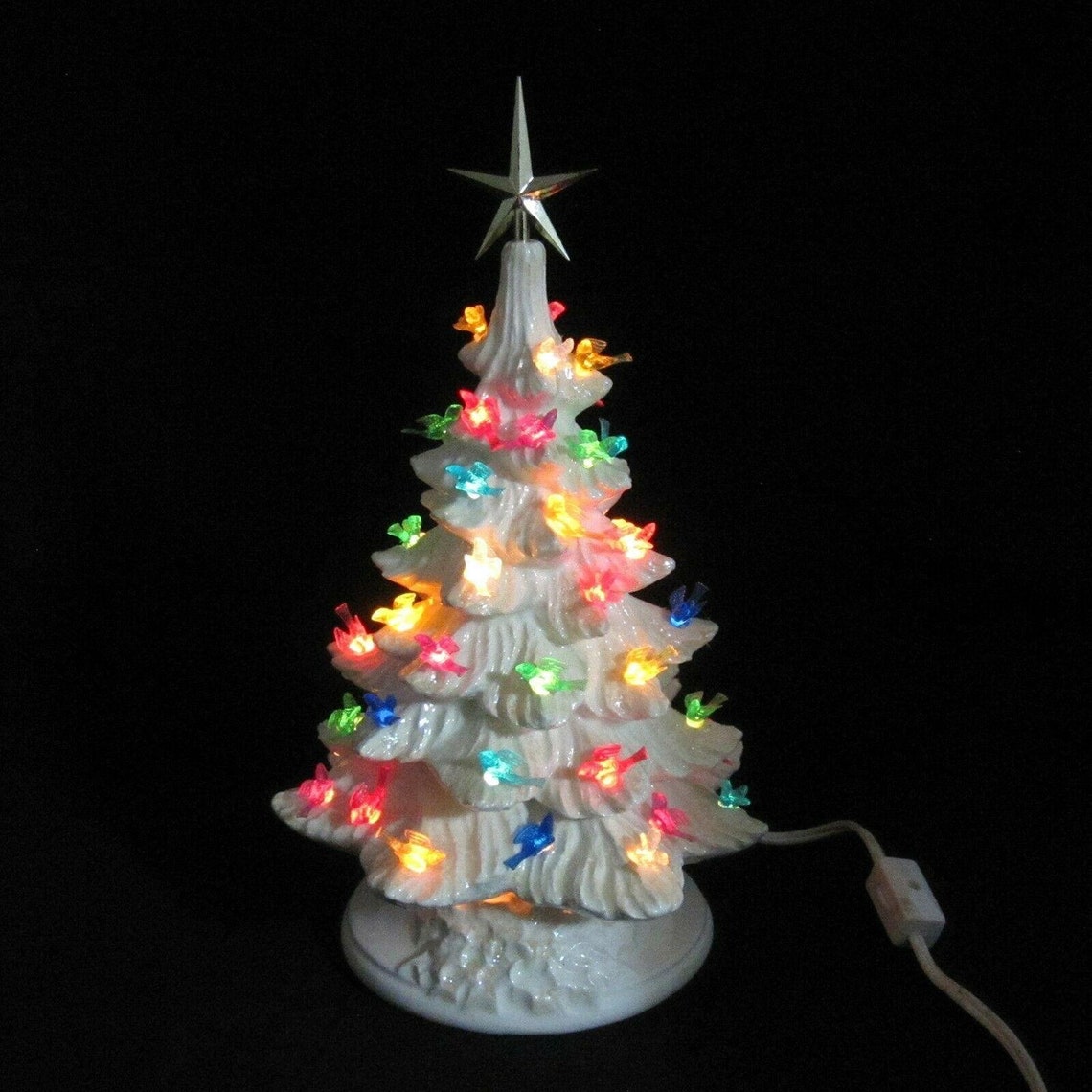 White Ceramic Vintage 1988 Lighted Christmas Tree 10 Inch Etsy
