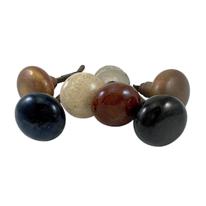 Lot of 6 Antique Door Knobs Brass Pottery Clay Cream Brown Marbleized Vintage