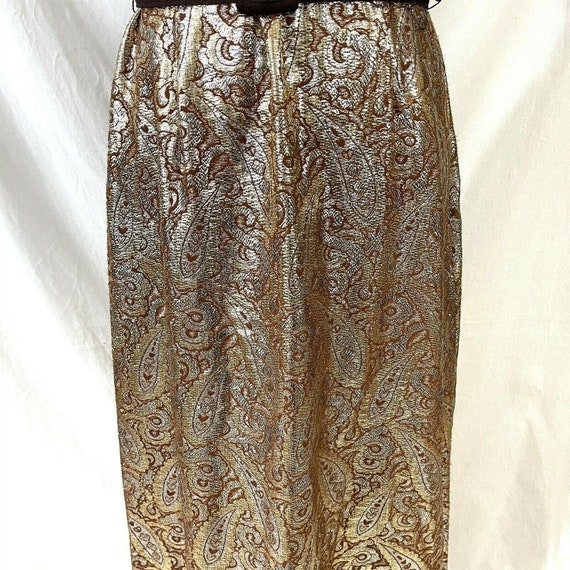 Metallic Glitter Gold Paisley Lurex Maxi Dress Vi… - image 8