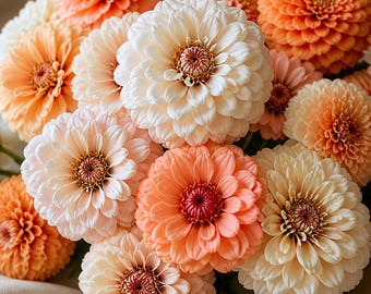 Pfirsiche und Sahne Zinnia Samen Mix | Lachs & Weiß Schnittblumensamen | 100 Gartensamen