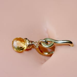 Citrine Belly Button Ring: Handmade Beaded Body Jewelry