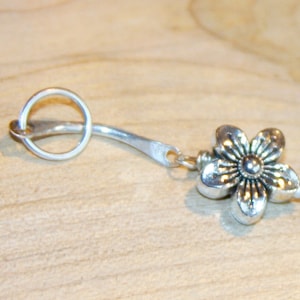 Belly Button Ring,  Belly Button Barbell, Sterling Silver Barbell, Barbell, Flower Belly Button Ring, Handmade, two looks in one