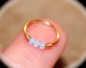 Small Cartilage Earrings, Opalescent Beaded Nose Ring, Nose Hoop, Ear Cuff, Helix Hoop, Nose Rings Seamless Hoop Piercing Jewelry