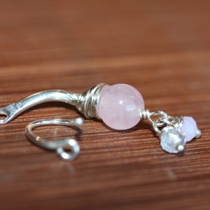 Belly Botton Ring Pink Quartz Belly Button Hoop Barbell Dainty Navel Jewelry 18g 16g 14g 8mm 10mm 12mm Gold or Silver Everyday Jewelry Bild 10