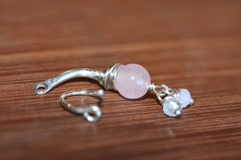 Belly Botton Ring Pink Quartz Belly Button Hoop Barbell Dainty Navel Jewelry 18g 16g 14g 8mm 10mm 12mm Gold or Silver Everyday Jewelry Bild 10