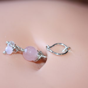 Belly Botton Ring Pink Quartz Belly Button Hoop Barbell Dainty Navel Jewelry 18g 16g 14g 8mm 10mm 12mm Gold or Silver Everyday Jewelry Bild 6