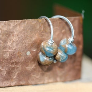 Tiny Silver Earring Small Dainty Gemstone Earrings Blue and Brown Impression Jasper Earrings Gift for Her Gift for Him Dangles image 9