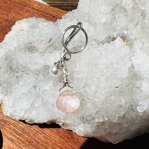 Belly Button Rings / Peach Moonstone Beaded / 14k Gold Filled or Sterling Silver / Barbell Style Handmade / Birch Bark Design