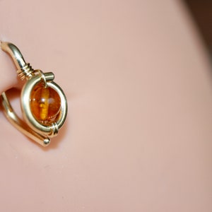 Belly Button Ring Golden Amber Belly Button Hoop Navel Jewelry gold Silver Rose Gold Piercing Jewelry 8mm 10mm 12mm 18g 16g 14g image 3