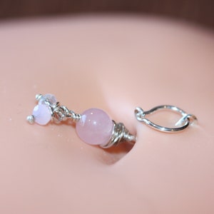 Belly Botton Ring Pink Quartz Belly Button Hoop Barbell Dainty Navel Jewelry 18g 16g 14g 8mm 10mm 12mm Gold or Silver Everyday Jewelry Bild 5