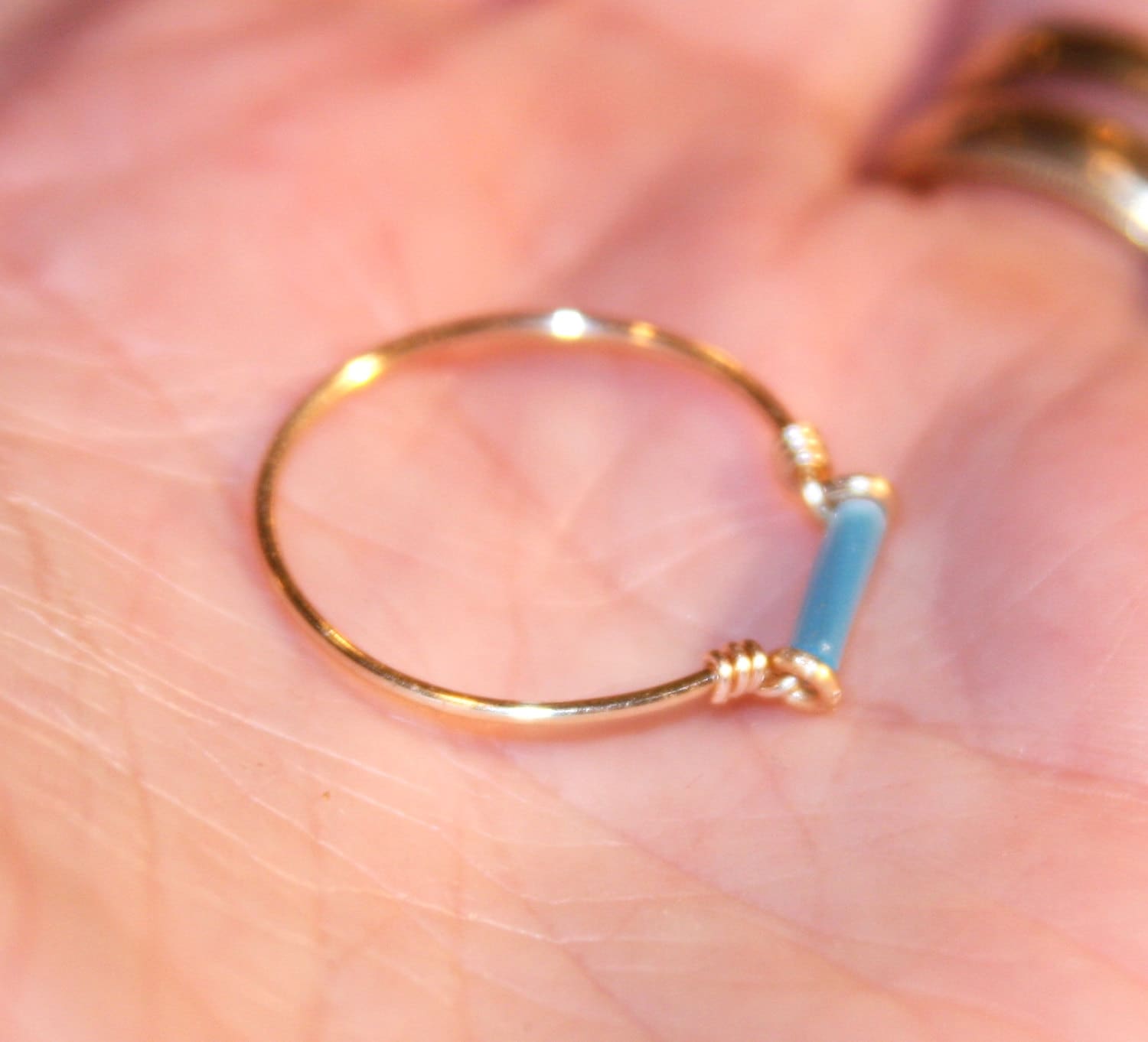 Turquoise Thin Rings Handmade Midi Thin Ring Metal Thin Etsy