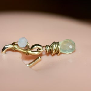 Anneau de nombril Prénite et pierre de lune Créoles de nombril Bijoux en perles faits main Pierres de guérison