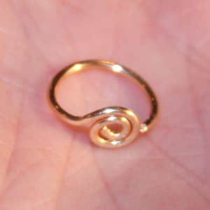 May include: A gold nose ring with a spiral design.