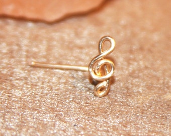 Treble Clef Nose Stud: Music Lover's Gold Nose Ring