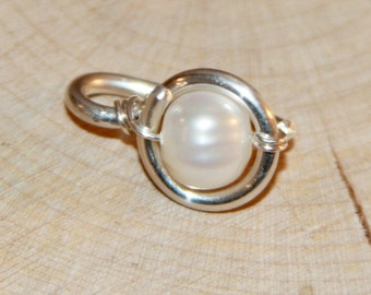 Freshwater Pearl Belly Button Ring: Sterling Silver or Gold Filled Hoop