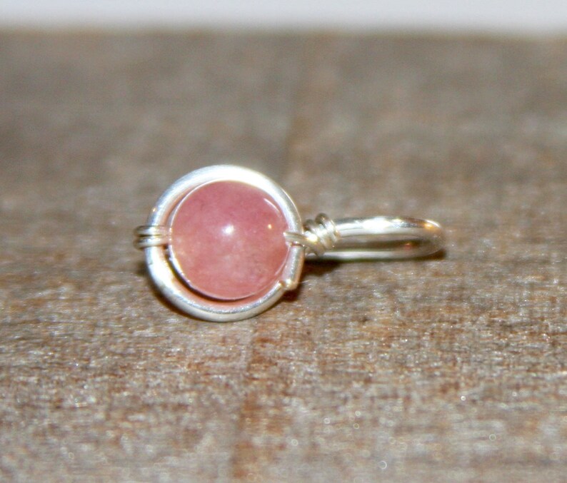 Belly Button Ring/ Pink Quartz Belly Button Ring/ Jewelry/ Etsy