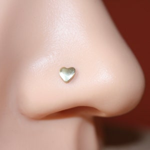 Tiny Heart Nose Ring Stud Piercing Jewelry for Helix Tragus Sterling Silver 20g and 18g, Straight or L-Shaped Cartilage Jewelry image 6