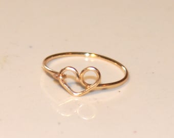 Handmade Tiny Heart Ring: Sterling Silver, Gold Filled, or Brass