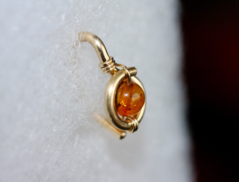 Belly Button Ring Golden Amber Belly Button Hoop Navel Jewelry gold Silver Rose Gold Piercing Jewelry 8mm 10mm 12mm 18g 16g 14g image 8