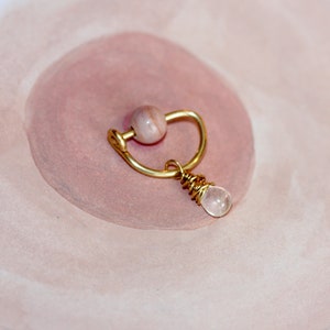 Nipple Ring / Moonstone Nipple Ring / D Shape Latching Nipple ring / Nipple Jewelry Gold Silver Rose / 14 Gauge 16 Gauge 18 Gauge image 3
