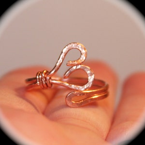 Heart Ring, Adjustable Copper Ring, Knuckle Midi Toe Rings, Handmade Rings, Pinky Ring, Thumb Ring, Copper Rings