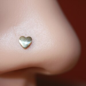 Tiny Heart Nose Ring Stud Piercing Jewelry for Helix Tragus Sterling Silver 20g and 18g, Straight or L-Shaped Cartilage Jewelry