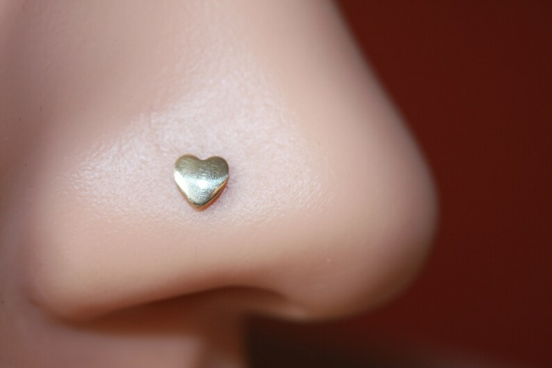 Tiny Heart Nose Ring Stud Piercing Jewelry for Helix Tragus Sterling Silver 20g and 18g, Straight or L-Shaped Cartilage Jewelry