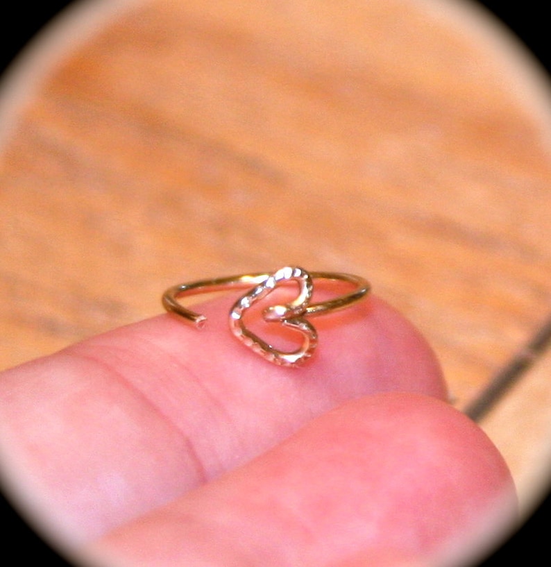 Small Nose Ring, Heart Nose Ring, 14k Nose Hoop, Hoop Earring, Cartilage Earring, Tragus, Endless Hoop, Seamless Hoop, Piercing Jewelry Hoop image 5