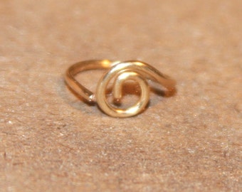 Thin tiny gold nose ring, Hoop earring, Small cartilage helix earring, Dainty hugging sleeper hoop, 6mm 7 mm 8mm 10mm Light weight