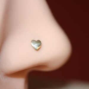 Tiny Heart Nose Ring Stud Piercing Jewelry for Helix Tragus Sterling Silver 20g and 18g, Straight or L-Shaped Cartilage Jewelry image 5