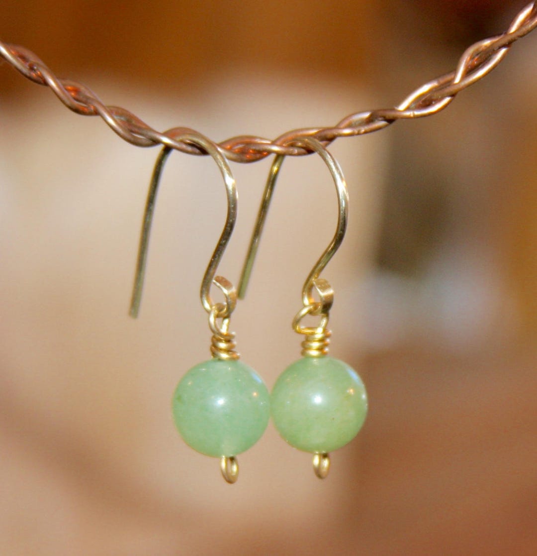 Small Jade Earrings, Green Dangle Earrings, Tiny Jade Dangle Earrings ...