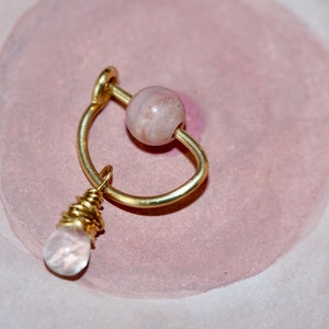 Nipple Ring / Moonstone Nipple Ring / D Shape Latching Nipple ring / Nipple Jewelry Gold Silver Rose / 14 Gauge 16 Gauge 18 Gauge image 8