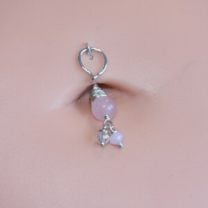 Belly Botton Ring Pink Quartz Belly Button Hoop Barbell Dainty Navel Jewelry 18g 16g 14g 8mm 10mm 12mm Gold or Silver Everyday Jewelry Bild 8